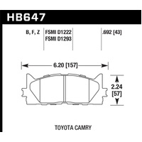 Hawk 2013-2014 Lexus ES300h HPS 5.0 Front Brake Pads