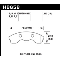 Hawk 2010-2013 Chevy Corvette Grand Sport (One-Piece Pads) High Perf. Street 5.0 Front Brake Pads