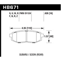 Hawk 2013-2014 Scion FR-S Base 2dr Coupe HPS 5.0 Rear Brake Pads