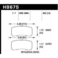 Hawk 09+ Mitsubishi Lancer Ralliart / 08+ Lancer GTS HPS Street Rear Brake Pads