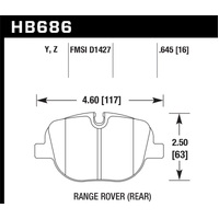 Hawk 10-12 Land Rover Range / 10-13 Land Rover Range Rover Sport LTS Street Rear Brake Pads