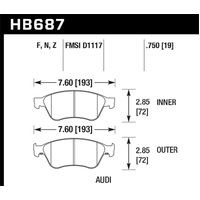 Hawk 04-10 Audi A8 Quattro / 07-11 S6 / 07-10 S8 Perf Ceramic Front Street Brake Pads