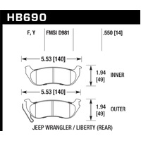 Hawk 04-07 Jeep Liberty KJ / 04-06 Wrangler Unlimited HPS Street Rear Brake Pads