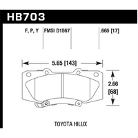 Hawk 05-13 Toyota Hilux HPS Street Brake Pads