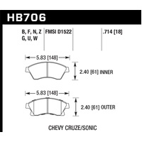 Hawk 11-12 Chevy Cruze Eco/LS/1LT/2LT/LTZ / 12 Sonic LS/LT/LTZ HPS Front Street Brake Pads