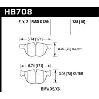 Hawk 07-08 BMW X5 3.0si/4.8i / 09-13 X5 Xdrive / 08-13 X6 Xdrive HPS Front Brake Pads