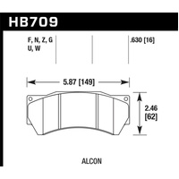 Hawk HPS 5.0 Brake Pads Ferro-Carbon Black Powder Coat 16mm Pad Thickness