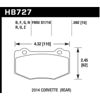 Hawk 14-18 Chevrolet Corvette Rear ER-1 Brake Pad Set