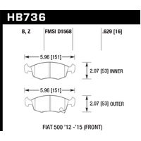 Hawk 12-16 Fiat 500 Performance Ceramic Street Front Brake Pads