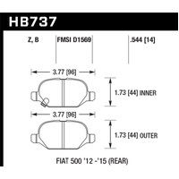 Hawk 12-15 Fiat 500 Abarth Rear Performance Ceramic Street Brake Pads