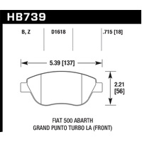 Hawk 2013 Fiat 500 Abarth Front HPS 5.0 Street Brake Pads