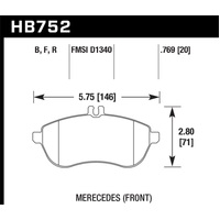 Hawk 12-15 Mercedes-Benz SLK250 / 12-15 Mercedes-Benz C250 HPS 5.0 Front Brake Pads