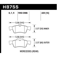 Hawk 13-16 Mercedes CLS550 / 15-16 Mercedes E350 HPS Street Rear Brake Pads