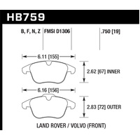 Hawk 2007-2015 Volvo S80 HPS 5.0 Front Brake Pads