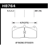 Hawk AP Racing Caliper w/ 36mm Rotor HPS 5.0 Performance Street Brake Pads