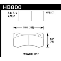 Hawk Wilwood 17mm 6617 Caliper HP Plus Brake Pads