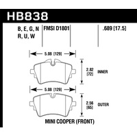 Hawk 17-19 Mini Cooper Clubman 1.5L DTC-30 Front Brake Pads