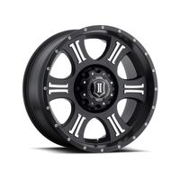 ICON Shield 20x9 8x6.5 19mm Offset 5.75in BS 125.2mm Bore Satin Black/Machined Wheel