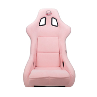 NRG FRP Bucket Seat PRISMA Edition W/ pearlized Back Pink Alcantara - Large