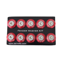 NRG Fender Washer Kit w/Rivets For Plastic (Red) - Set of 10