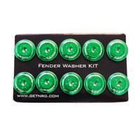 NRG Fender Washer Kit w/Color Matched M6 Bolt Rivets For Plastic (Green) - Set of 10