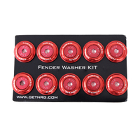 NRG Fender Washer Kit w/Color Matched M6 Bolt Rivets For Plastic (Red) - Set of 10