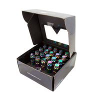 NRG 700 Series M12 X 1.5 Steel Lug Nut w/Dust Cap Cover Set 21 Pc w/Locks & Lock Socket - Neochrome