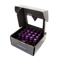 NRG 700 Series M12 X 1.5 Steel Lug Nut w/Dust Cap Cover Set 21 Pc w/Locks & Lock Socket - Purple