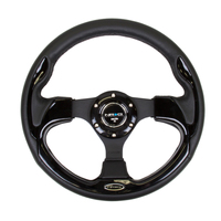 NRG Reinforced Steering Wheel (320mm) Blk w/Gloss Black Trim