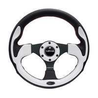 NRG Reinforced Steering Wheel (320mm) Blk w/White Trim & 4mm 3-Spoke