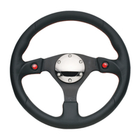 NRG Reinforced Steering Wheel (320mm) Blk Leather w/Dual Buttons