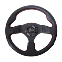 NRG Reinforced Steering Wheel (320mm) Leather w/Red Stitch