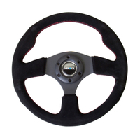 NRG Reinforced Steering Wheel (320mm) Suede w/Red Stitch