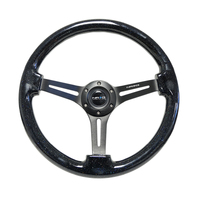 NRG Reinforced Steering Wheel (350mm / 3in. Deep) Black Multi Color Flake Wood w/ Black Matte Center