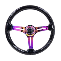 NRG Reinforced Steering Wheel (350mm / 3in. Deep) Blk Multi Color Flake w/ Neochrome Center Mark