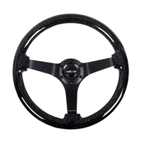 NRG Reinforced Steering Wheel (350mm / 3in Deep) Classic Blk Sparkle Wood Grain w/Blk 3-Spoke Center