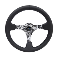 NRG Reinforced Steering Wheel (350mm / 3in. Deep) Blk Leather w/Hydrodipped Digi-Camo Spokes