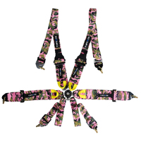 NRG FIA 6pt 2in. Shoulder Belt for HANS Device/ Rotary Cam Lock Buckle/ 3in. Waist Belt - Pink Camo