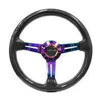 NRG Carbon Fiber Steering Wheel (350mm / 1.5in. Deep) Neochrome 3-Spoke Design w/Slit Cuts