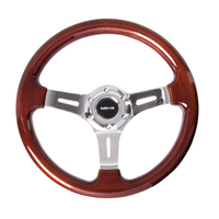 NRG Classic Wood Grain Steering Wheel (330mm) Wood Grain w/Chrome 3-Spoke Center