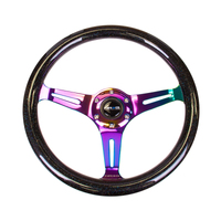 NRG Classic Wood Grain Steering Wheel (350mm) Black Sparkle/Galaxy Color w/Neochrome 3-Spoke