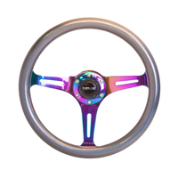 NRG Classic Wood Grain Steering Wheel (350mm) Chameleon/Pearlescent Paint Grip w/Neochrome 3-Spoke