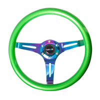 NRG Classic Wood Grain Steering Wheel (350mm) Green Pearl/Flake Paint w/Neochrome 3-Spoke Center