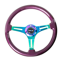 NRG Classic Wood Grain Steering Wheel (350mm) Purple Pearl Paint w/Neochrome 3-Spoke Center