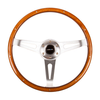 NRG Classic Wood Grain Steering Wheel (365mm) Wood w/Metal Accents & Polished Alum. 3-Spoke Center