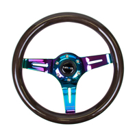 NRG Classic Wood Grain Steering Wheel (310mm) Black w/Neochrome 3-Spoke Center