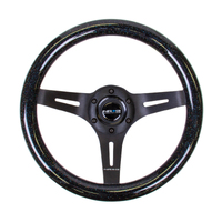 NRG Classic Wood Grain Steering Wheel (310mm) Black Sparkle w/Blk 3-Spoke Center