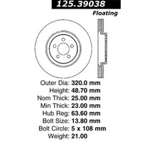 Centric 13 Ford Focus ST Front Premium High Carbon Brake Rotor