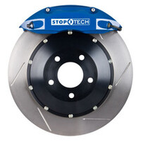 StopTech 91-05 Acura NSX Rear BBK w/Black ST-40 Calipers Slotted 328x28mm Rotors Pads SS Lines