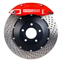 StopTech 02-06 Mini Cooper/Cooper S (No JCW) Front BBK w/Red ST-40 Calipers Slotted 328x28mm Rotors